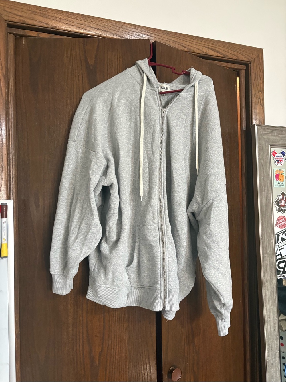 BKE Light Gray Zip-Up Hoodie with Drawstrings